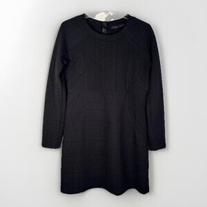 Prana Women's Size M Mini Dress Macee Jacquard Knit Black Long Sleeve Athleisure